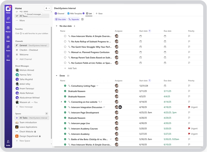 ClickUp Platform Dashboard