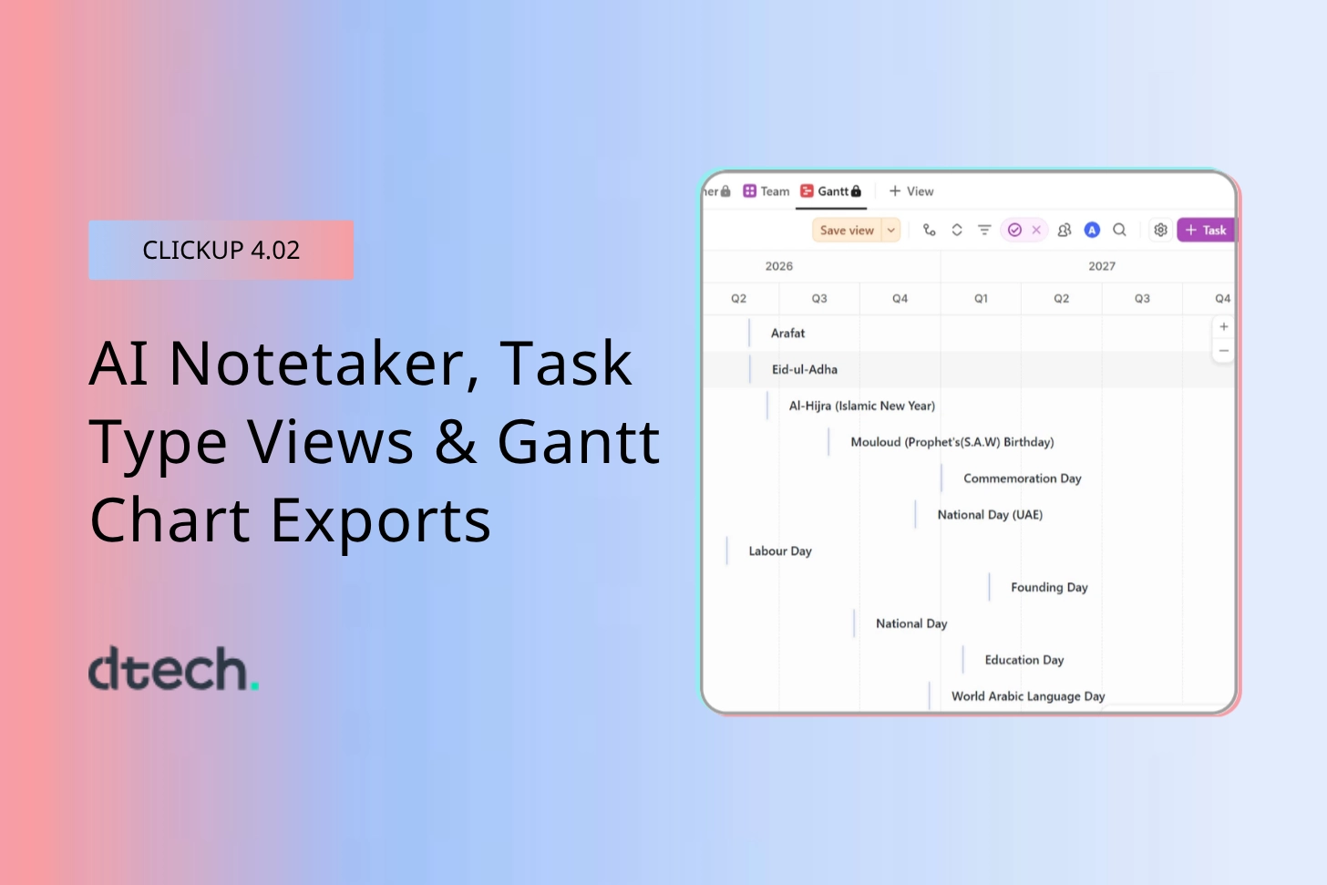 What’s New in ClickUp 4.02: AI Notetaker, Task Type Views & Gantt Chart Exports