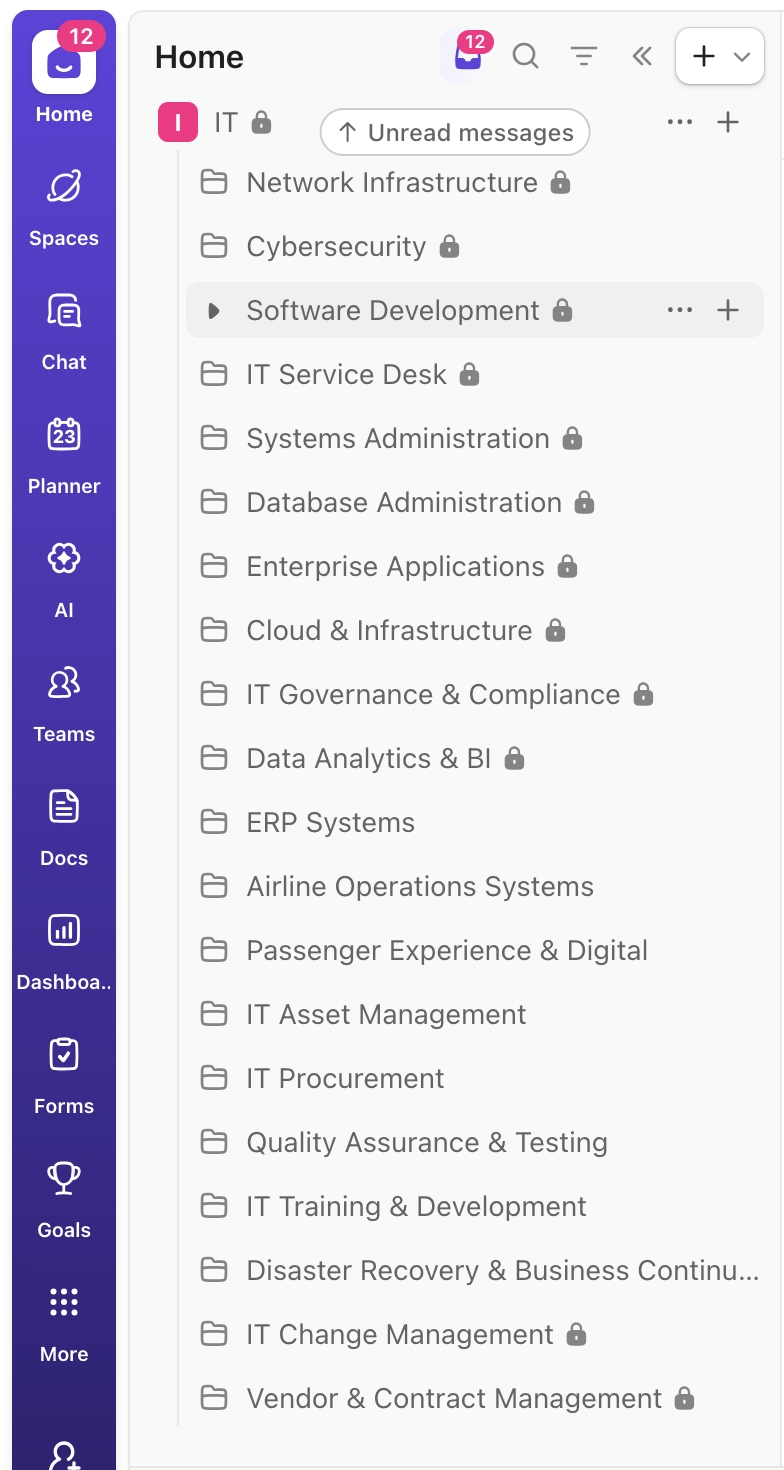 Screenshot of IT department tasks