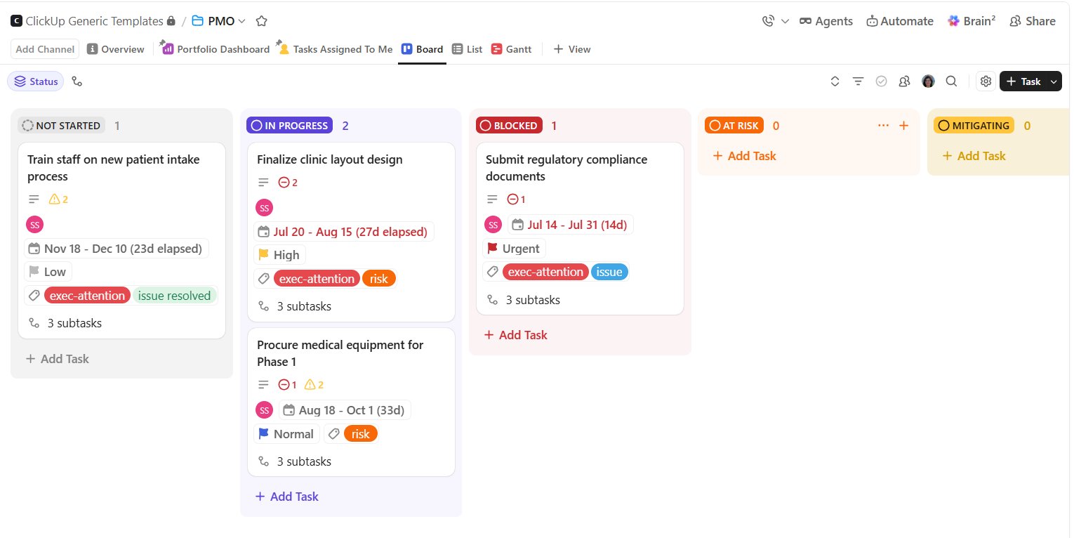 Data view, board view