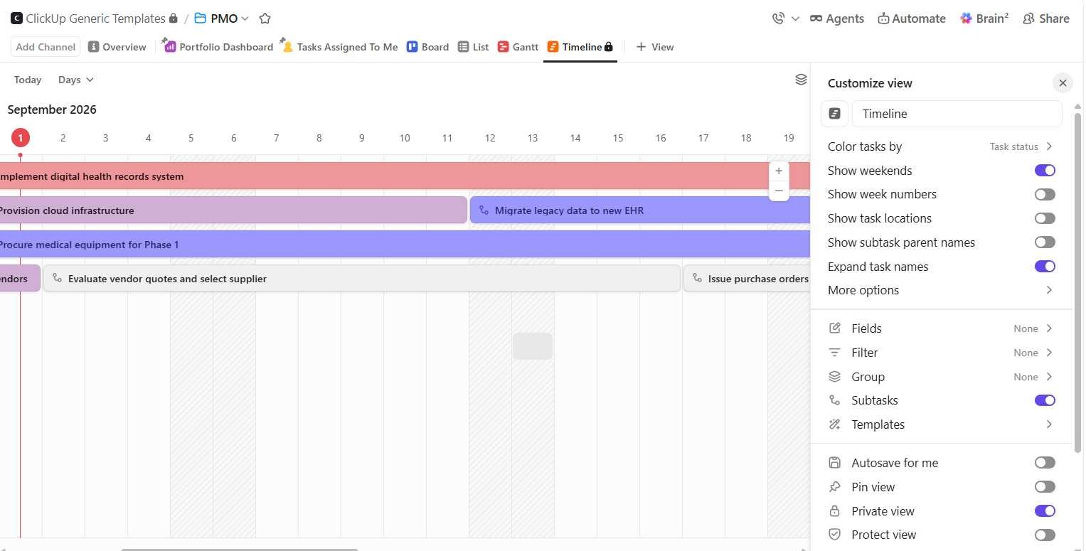 timeline view